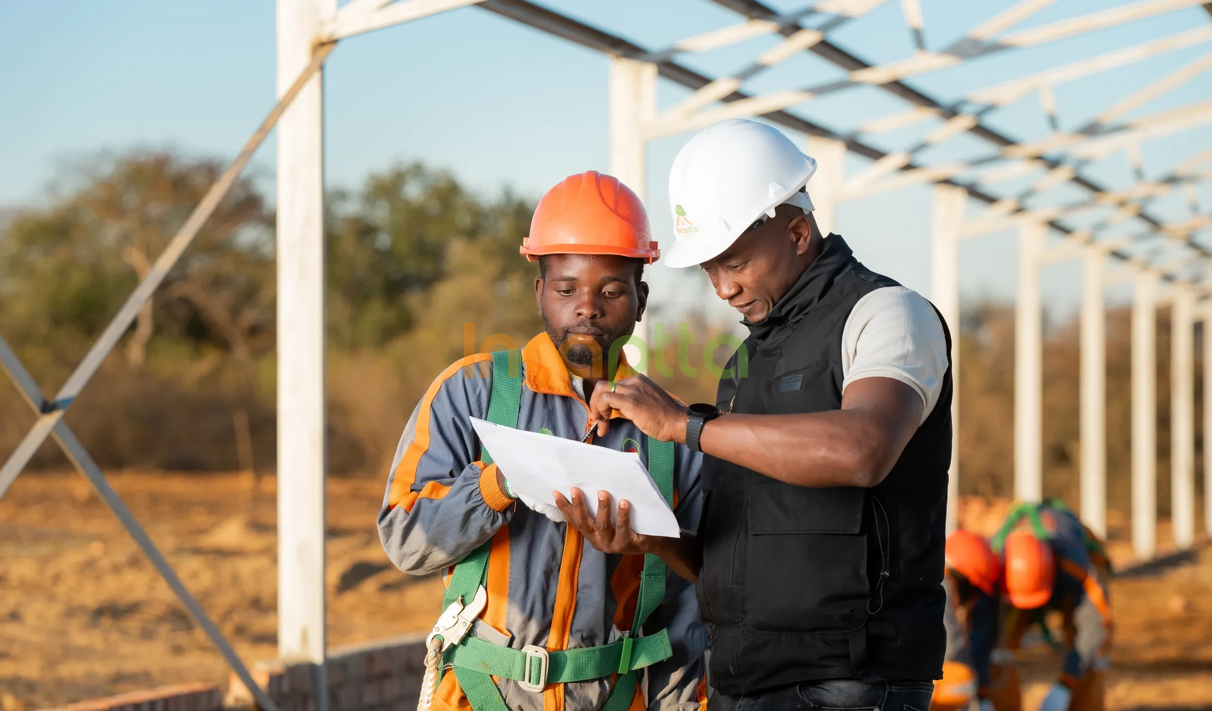 Incaptta supervisor and technician reviewing site plans on site
